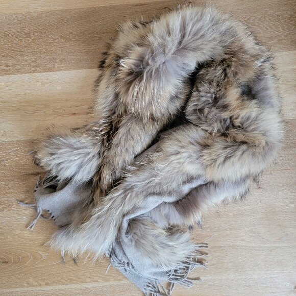 Fur & Cashmere Large Luxury Wrap | 67" x 30" - Picture 1 of 8